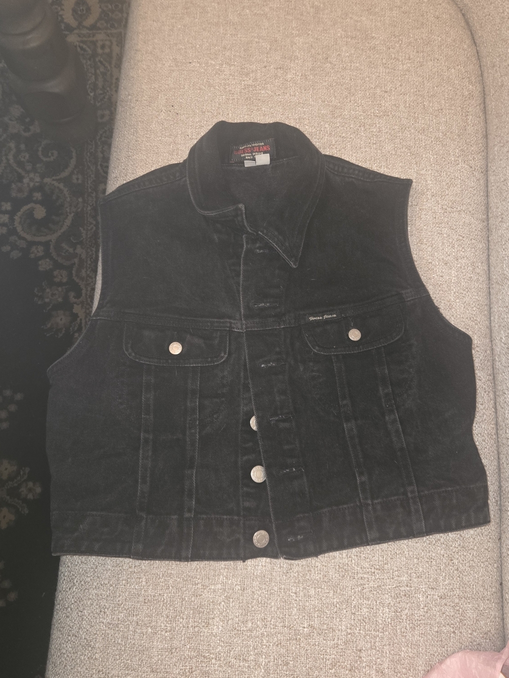 Guess Black Denim Vest - Picture 1 of 7